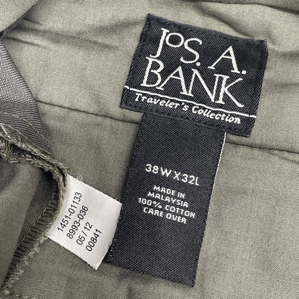 Jos A Bank Traveler's Collection Mens Pants 38Wx32L Olive Green Gray 100% Cotton - Picture 6 of 6